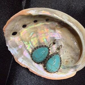 NWT Faux Turquoise Earrings. Just a touch of turquoise peeking out.